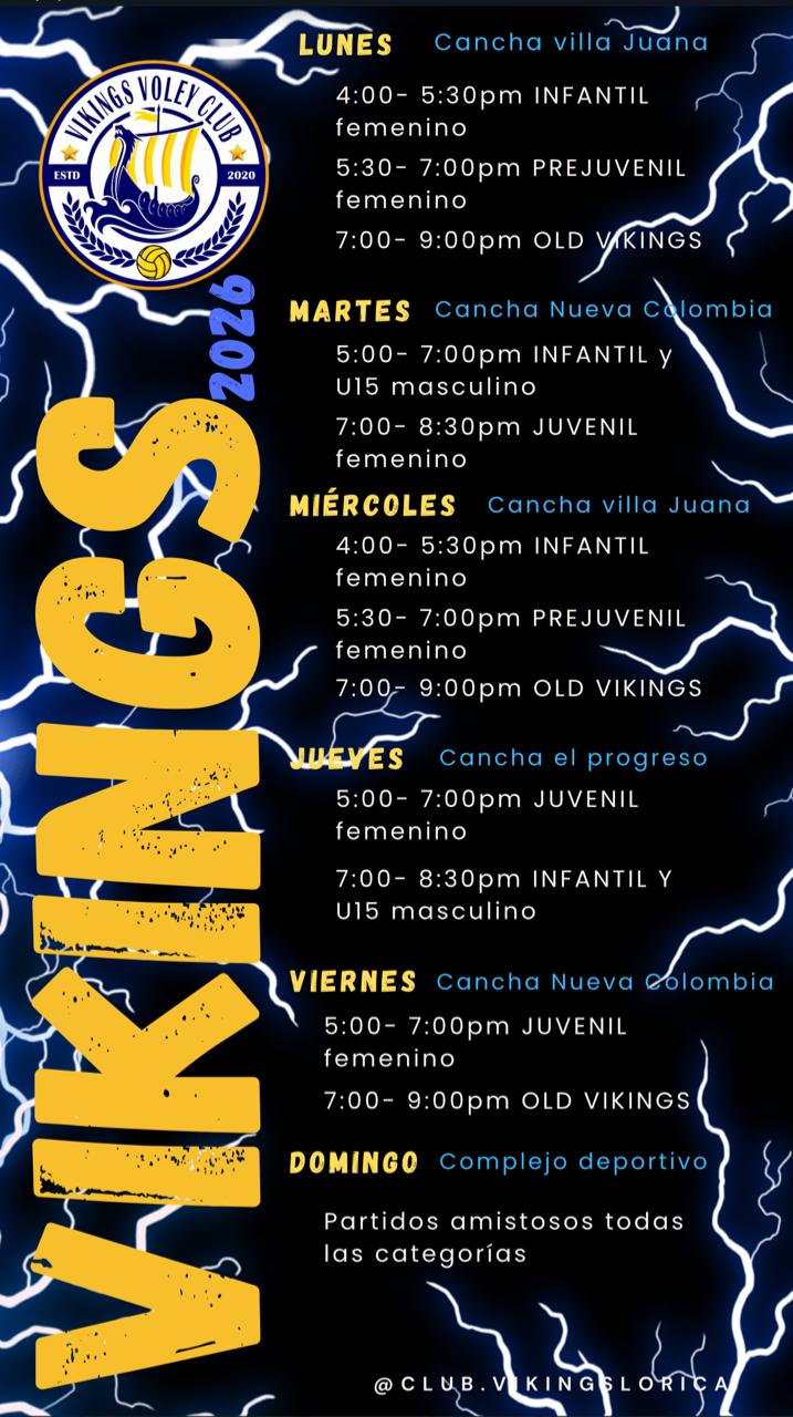 Cuadro de horarios del club